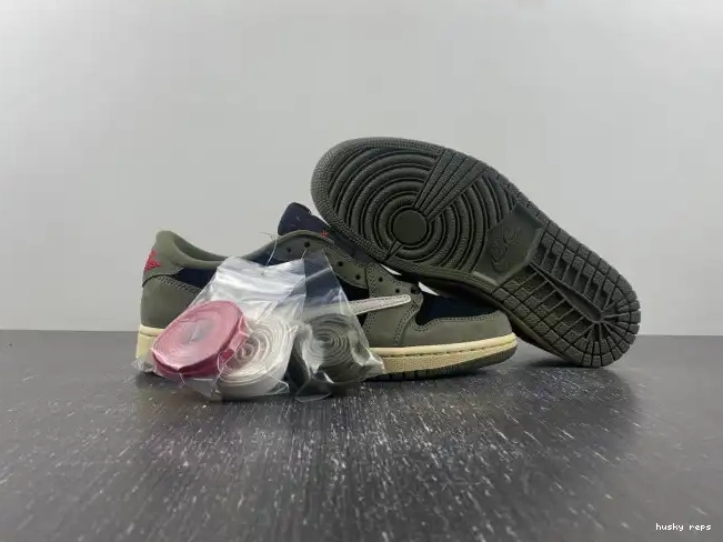 Rep Husky 'BLACK SP AIR SCOTT LOW 1 TRAVIS OLIVE' JORDAN X OG DM7866-002 0618